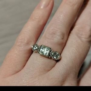 Judith Ripka Sterling Silver 3 Stone CZ Ring